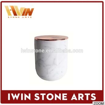 white marble candle jars with lid